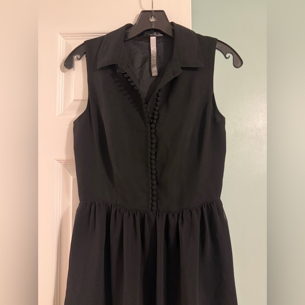 Kensie Black Sleeveless Button-Trim Fit & Flare Mini Dress
